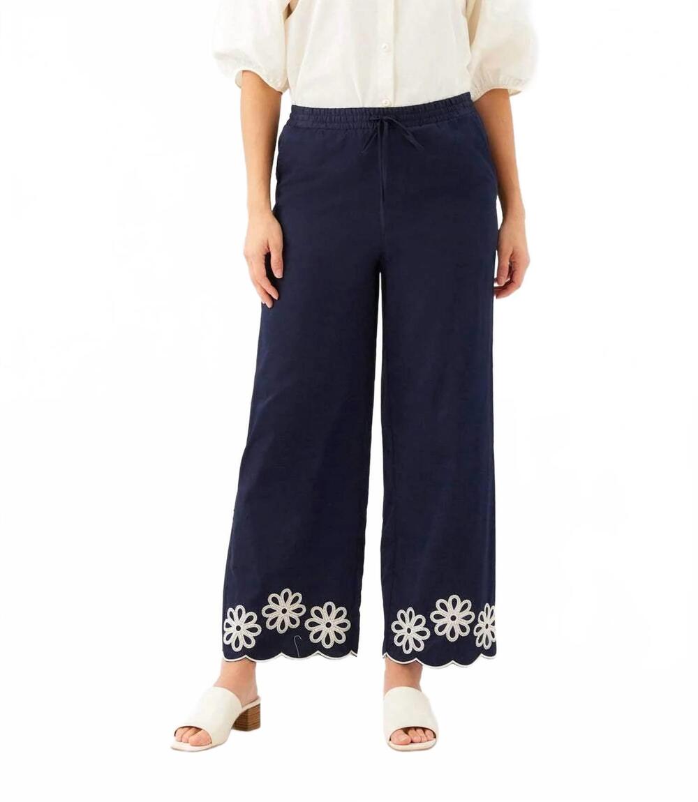 NEW KAREN KANE scallop drawstring pants in navy